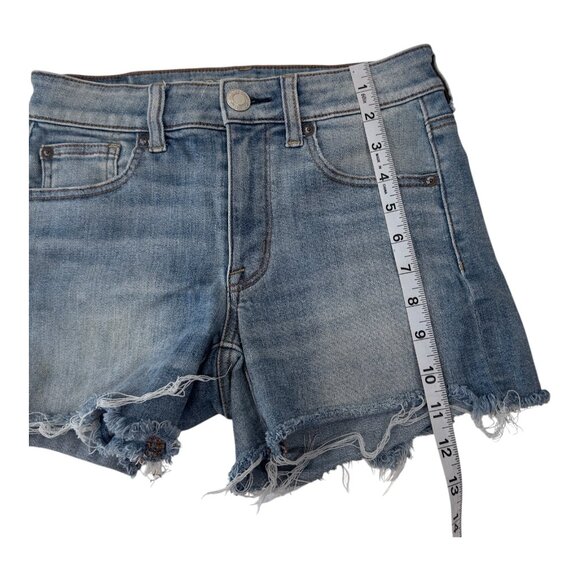 American Eagle Womens SZ 2 High Rise Distressed Denim Shortie Frayed Hemmed - Picture 10 of 12